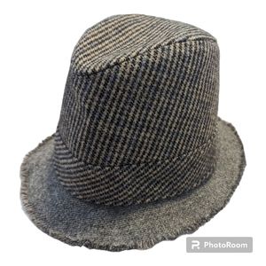 J. Crew Black and Gray Houndstooth Hat